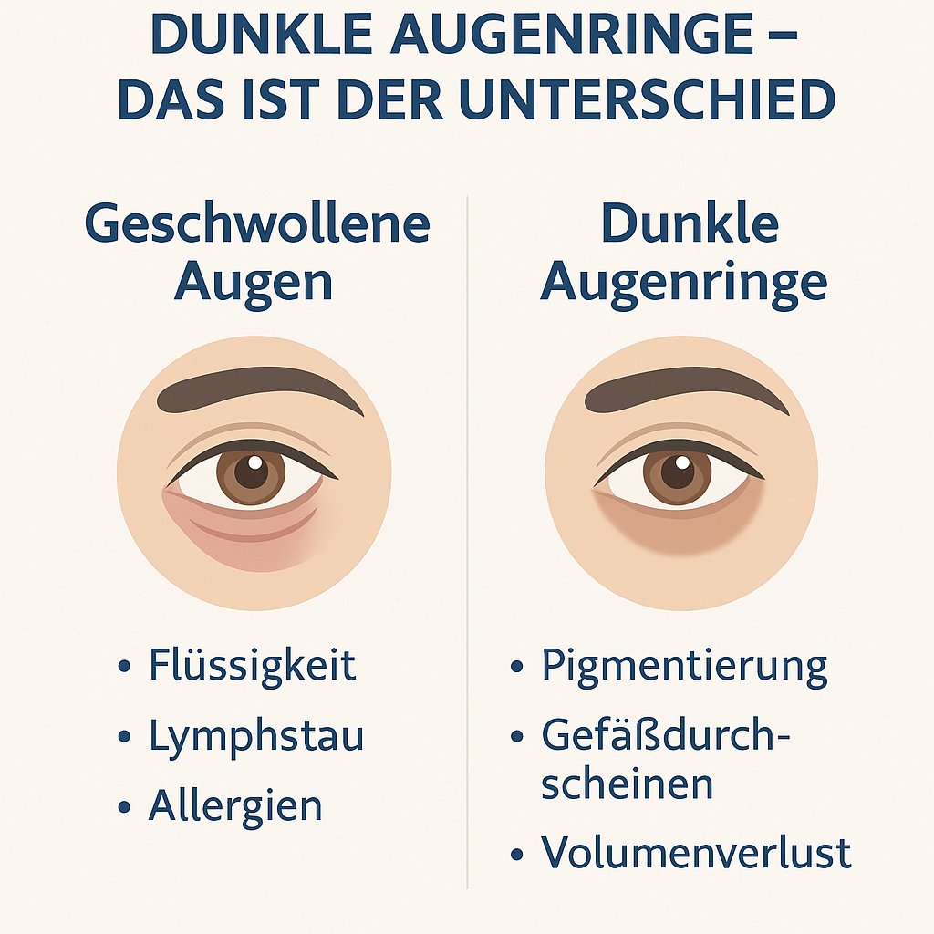 Geschwollene Augen und dunkle Augenringe im grafischen Vergleich