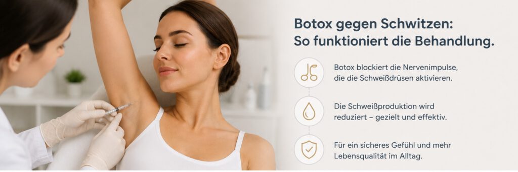 Botox gegen Schwitzen Behandlung in München bei Dr. Garving – gezielte Injektion gegen starkes Schwitzen im Achselbereich